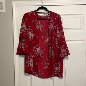 RED FLORAL CARDIGAN